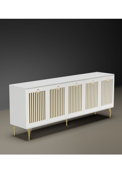 Andromeda Gold Serisi 180 cm 5 Kapaklı Mdf Konsol 180 x 80 x 40 cm