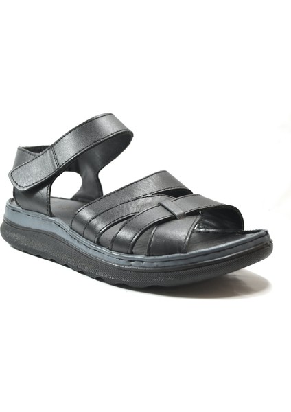 BETOX-321 Deri Siyah Ortopedik Cırtlı Kadın Anne Sandalet fiyatları