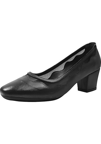 BY25.8637 Siyah & Gümüş Sim Transparan Kalın Topuklu Kadın Ayakkabı fiyatları