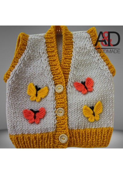 Kelebekli Bebek Yeleği>çocuk Giyim>kelebek>anne ve Bebek>el Örgüsü>bebek Hediyesi