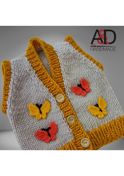 Kelebekli Bebek Yeleği>çocuk Giyim>kelebek>anne ve Bebek>el Örgüsü>bebek Hediyesi