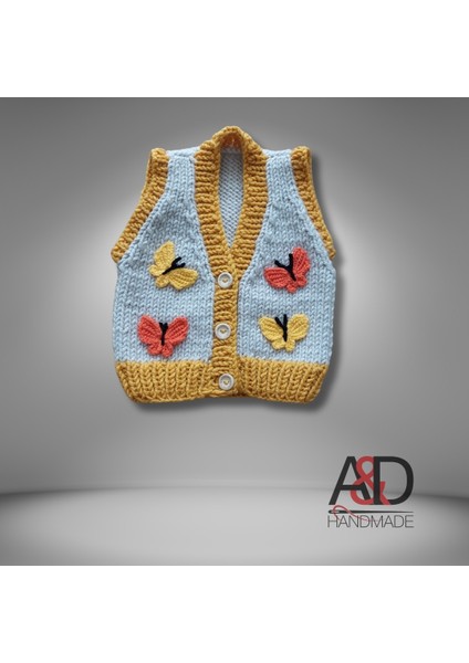 Kelebekli Bebek Yeleği>çocuk Giyim>kelebek>anne ve Bebek>el Örgüsü>bebek Hediyesi