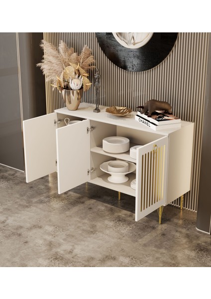 Andromeda Gold Serisi 120 cm 3kapaklı Mdf Konsol 120 x 80 x 40 cm