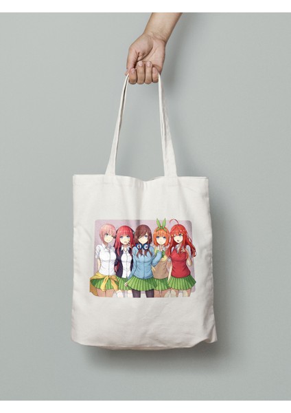 Eşsiz Beşizler Miku Yotsuba Nino Ichika Itsuki Bez Çanta 35X40 cm - Anime Baskılı Çanta