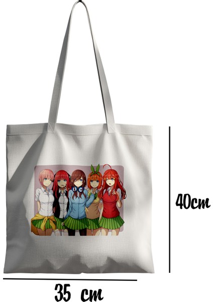 Eşsiz Beşizler Miku Yotsuba Nino Ichika Itsuki Bez Çanta 35X40 cm - Anime Baskılı Çanta fiyatları