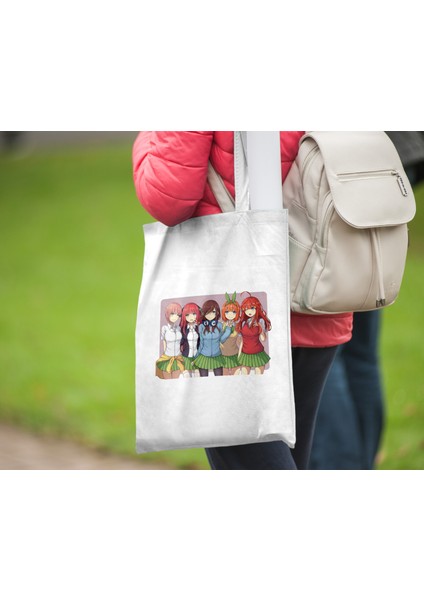 Eşsiz Beşizler Miku Yotsuba Nino Ichika Itsuki Bez Çanta 35X40 cm - Anime Baskılı Çanta modelleri