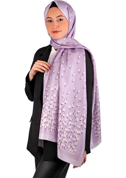 Lila Kardelen Desen Twill Ipek Şal fiyatları