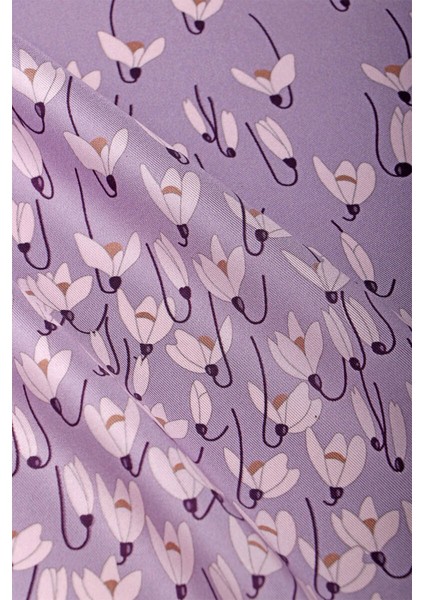 Lila Kardelen Desen Twill Ipek Şal indirimleri