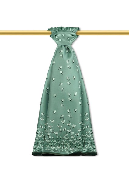 Haki Kardelen Desen Twill Ipek Şal