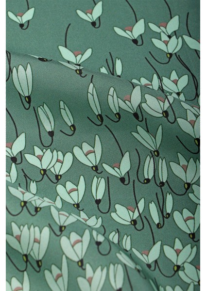 Haki Kardelen Desen Twill Ipek Şal indirimleri