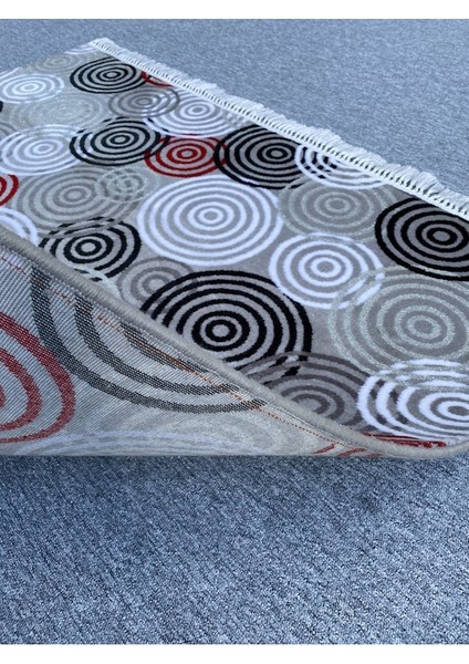 Saray Halı Irmak 150 x 135 Dv 111 Gri Kırmızı Kesme Saçaklı Halı