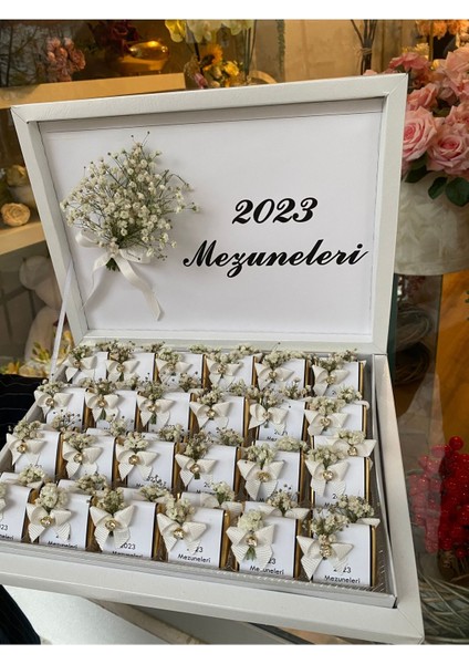 Kutulu Isme Özel Tasarımlı Öğrenci-Mezun Çikolatası 50 Adet Okul-Mezuniyet-Hediyelik Çikolatauun