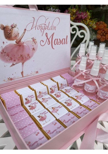 Isme Özel Tasarımlı Kız-Erkek 60 Adet Bebek Çikolatası ve 25 Adet Kolonya Yaş Günü-Hediyelik