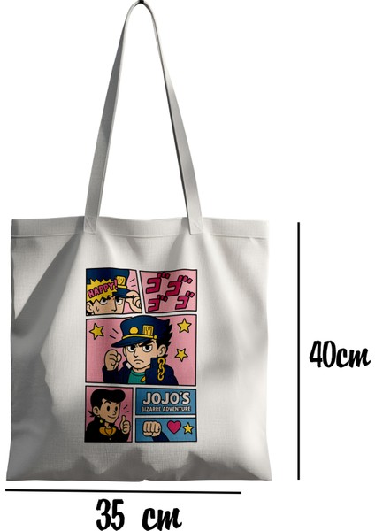 Jojo's Bizarre Adventure Jotaro - Josuke Bez Çanta 35X40 cm - Tote Bag- Anime Baskılı Çanta