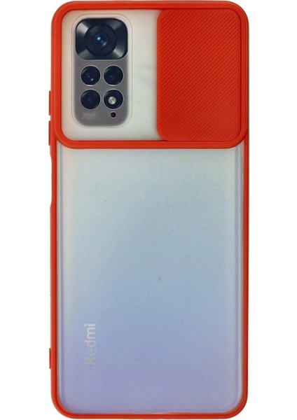 Xiaomi Redmi Note 11 Kılıf Palm Buzlu Kamera Sürgülü Silikon - Kırmızı Zrnet