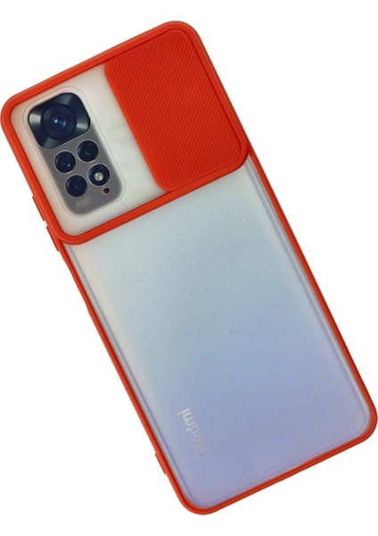 Xiaomi Redmi Note 11 Kılıf Palm Buzlu Kamera Sürgülü Silikon - Kırmızı Zrnet