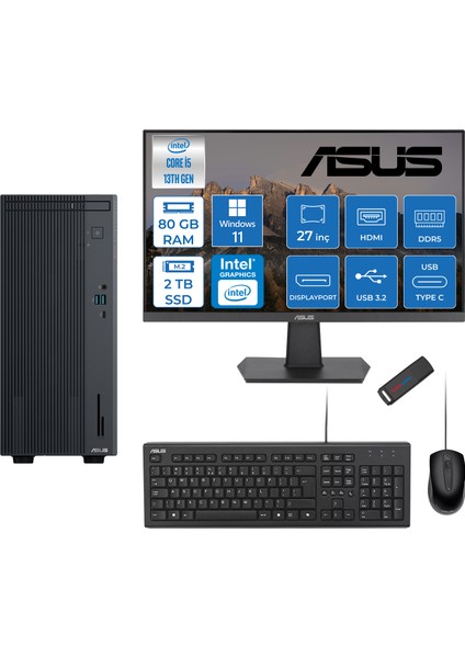 Expertcenter P500MV Intel Core I5-13420H 80GB Ddr5 2tb SSD WIN11HOME 100Hz 27" IPS Mon. Minitower Masaüstübilgisayar WC5136216512B0DH29+ZETTAUSBBELLEK