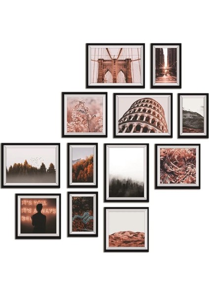 YGS1003-CONSEPT Dekoratif Çerçeve Görünümlü 12'li Mdf Tablo fiyatları