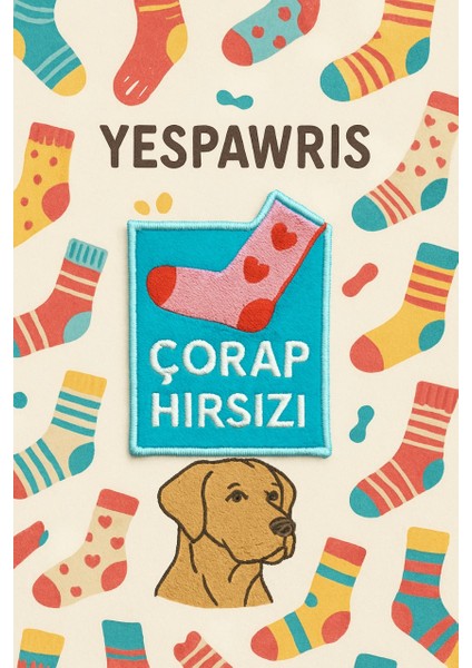 Çorap Hırsızı Köpek Arması - Bandana, Kıyafet ve Çantalar Için Ütüyle Yapışan Şık Tasarım