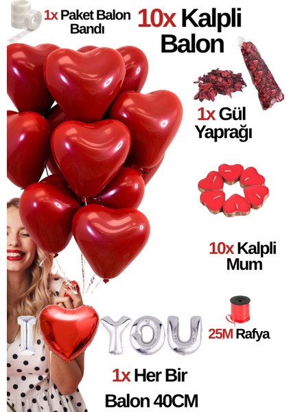 10 Adet Kalpli Balon 10 Adet Kalpli Mum Gül Kurusu I Love You Folyo Balon Sevgili Özel Gün Doğum Günü fiyatları