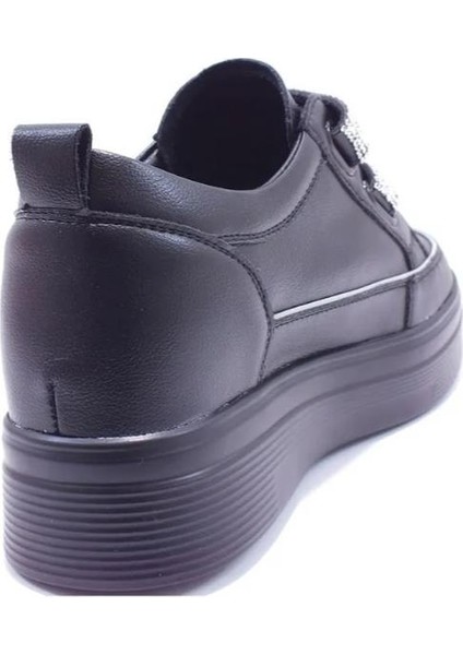 24K313-1 Kadın Yüksek Taban Taşlı Cırtlı Hakiki Deri Sneaker Spor Günlük Ayakkabı indirimleri