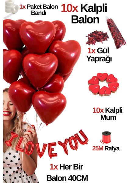 10 Adet Kalpli Balon 10 Adet Kalpli Mum Gül Kurusu I Love You Folyo Balon Sevgili Özel Gün Doğum Günü fiyatları