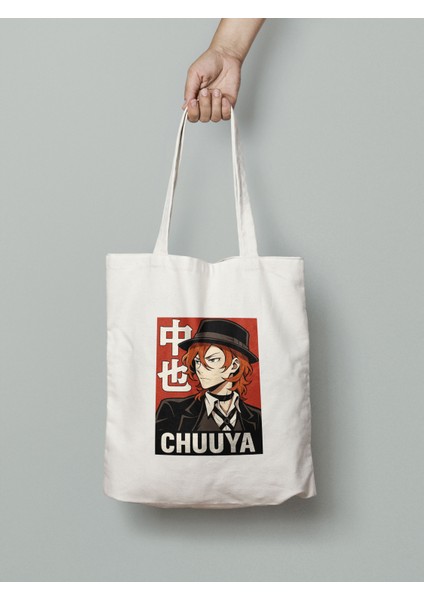 Bungou Stray Dogs Chuuya Nakahara Bez Çanta 35X40 cm - Tote Bag- Anime Baskılı Çanta