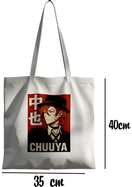 Bungou Stray Dogs Chuuya Nakahara Bez Çanta 35X40 cm - Tote Bag- Anime Baskılı Çanta fiyatları