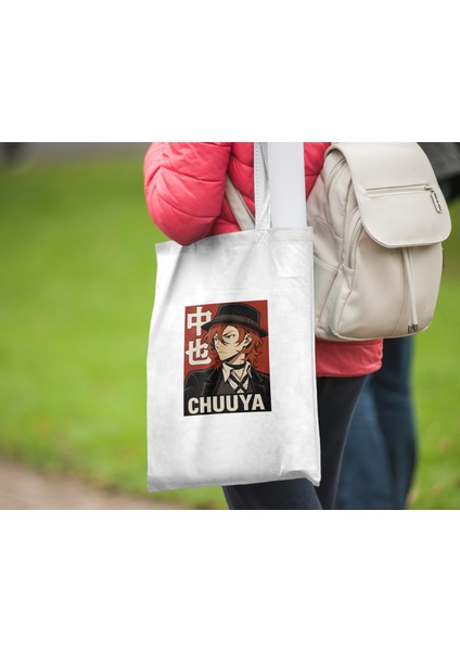 Bungou Stray Dogs Chuuya Nakahara Bez Çanta 35X40 cm - Tote Bag- Anime Baskılı Çanta modelleri