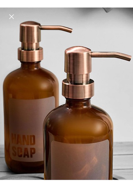 Banyo Mutfak Sıvı Sabunluk Bambu Tepsili 500 ml Cam 2 Li Set