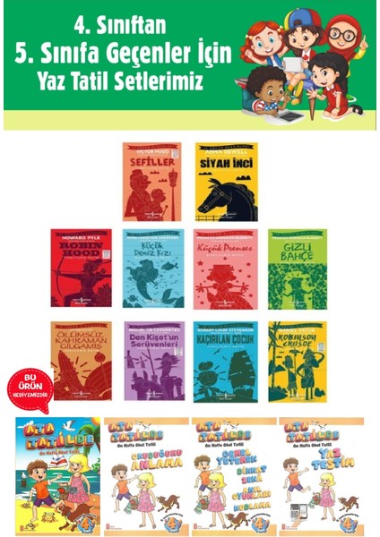 4.sınıftan 5.sınıfa Geçenler Için Iş Çocuk Klasikleri Seti 10 Kitap ( Tatil Kitabı Hediyeli)