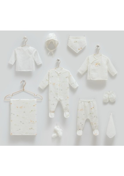 Müslin Safari 10'lu Set (Yazlık) Hastane Çıkışı Zıbın Seti