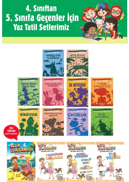 4.sınıftan 5.sınıfa Geçenler Için Iş Çocuk Klasikleri Seti 10 Kitap 2 ( Tatil Kitabı Hediyeli)