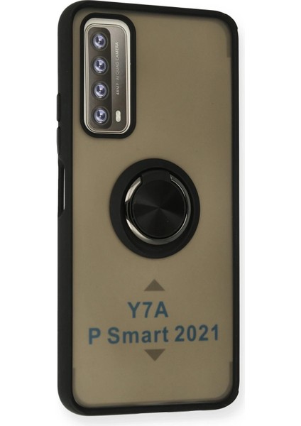 Huawei P Smart 2021 Kılıf Montreal Yüzüklü Silikon Kapak - Siyah Zrnet