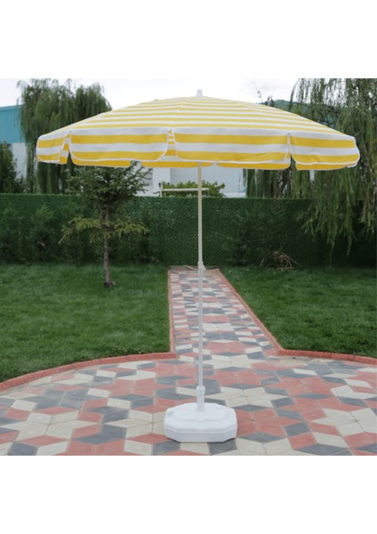 Plaj Şemsiyesi 200/8 Sarı-Beyaz Çizgili + 20 Litre Bidonlu modelleri