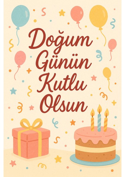 Renkli Balonlu Doğum Günü Kartı - Doğum Günün Kutlu Olsun Tebrik Kartı - 1 Adet