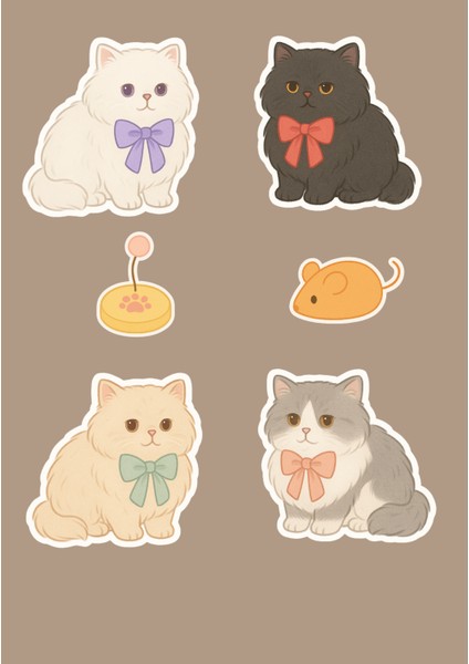 Minik Patiler Oyun Peşinde Sticker Seti - 3 Sayfa - Tatlı Kediler Çıkartmaları