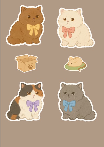Minik Patiler Oyun Peşinde Sticker Seti - 3 Sayfa - Tatlı Kediler Çıkartmaları