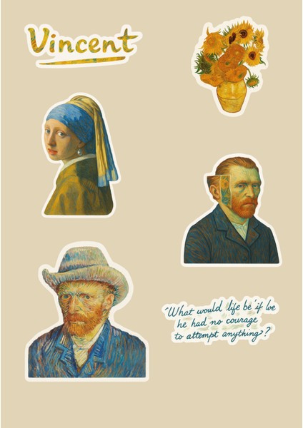 Van Gogh Temalı Sanatsal Seti | 3 Sayfa | Seti | Çıkartma Seti