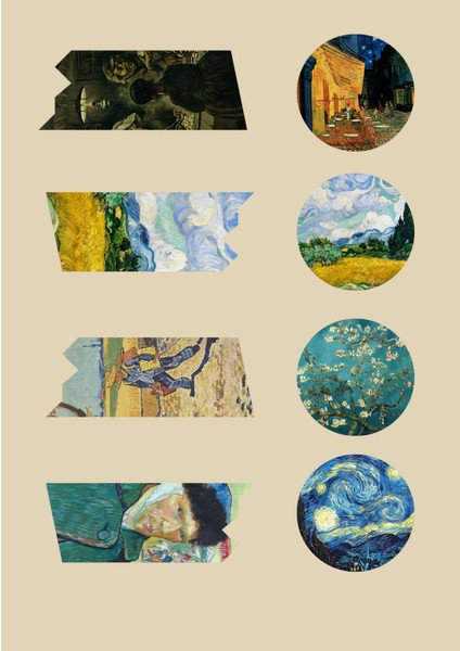 Van Gogh Temalı Sanatsal Seti | 3 Sayfa | Seti | Çıkartma Seti