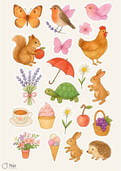 Baharın Neşesi Sticker Seti - 4 Sayfa- Bahar Temalı Çıkartmalar