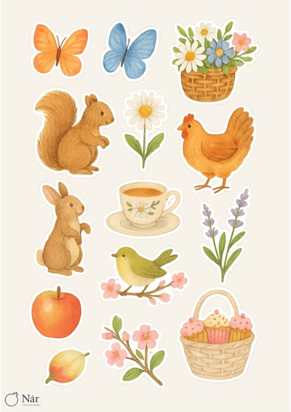 Baharın Neşesi Sticker Seti - 4 Sayfa- Bahar Temalı Çıkartmalar