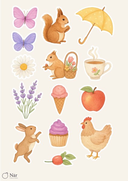 Baharın Neşesi Sticker Seti - 4 Sayfa- Bahar Temalı Çıkartmalar