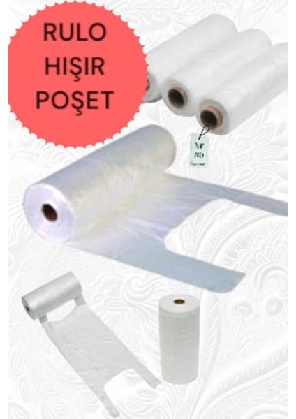 1 Rulo Poşet Hışır Market Manav Alışveriş Büyük Boy 27X52CM Şeffaf 200 Adet