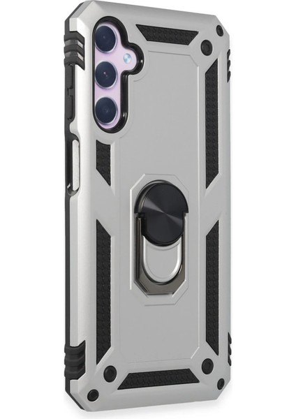 Samsung Galaxy A14 4g Kılıf Sofya Yüzüklü Silikon Kapak - Gümüş Zrnet