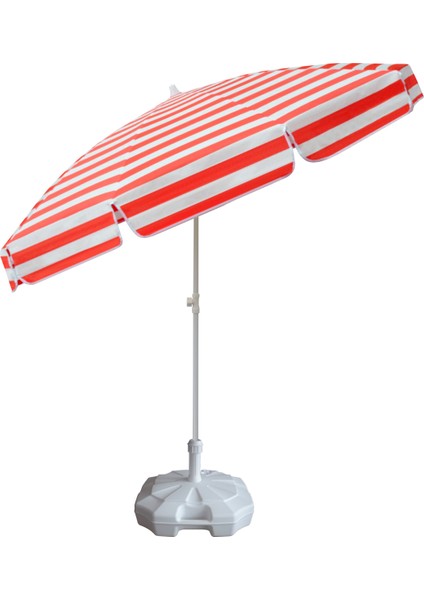 Plaj Şemsiyesi 200/8 Kırmızı-Beyaz Çizgili + 20 Litre Bidonlu fiyatları