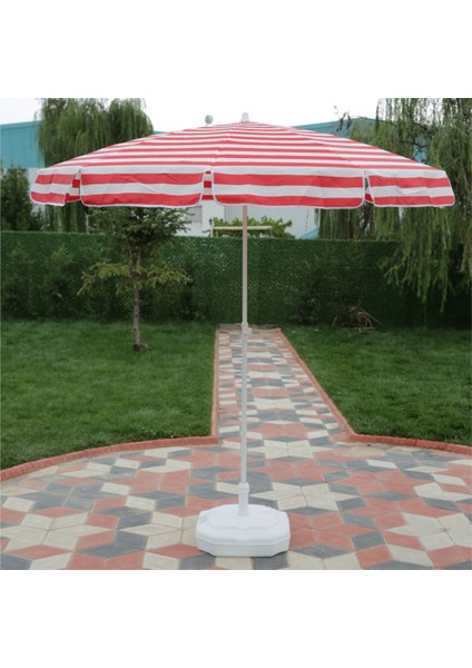Plaj Şemsiyesi 200/8 Kırmızı-Beyaz Çizgili + 20 Litre Bidonlu modelleri