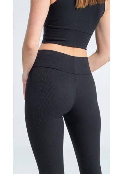 Grip&hug Yüksek Bel Fitilli Tayt - Siyah