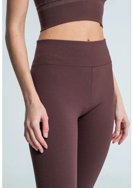 Grip&hug Yüksek Bel Fitilli Tayt - Kahverengi modelleri