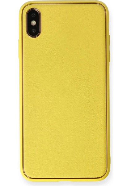 Apple iPhone Xs Max Kılıf Coco Deri Silikon Kapak - Sarı Zrnet